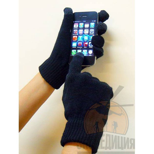 Перчатки для iPhone и других сенсорных экранов УНИСЕКС, черные
